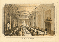 710796 Chromolitho van de Eetzaal van het Haagsche Koffijhuis, eigenaar A.A. van de Bilt, Café Restaurant, Plein ...